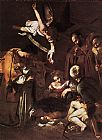 Francis Canvas Paintings - Nativity with St. Francis and St. Lawrence